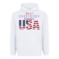 White Usa Beat Everybody Heavyweight Hoodie - Bettercallsaul