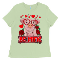 Be Mine Valentine's Day Baby Pig Ladies Tee | Teevron