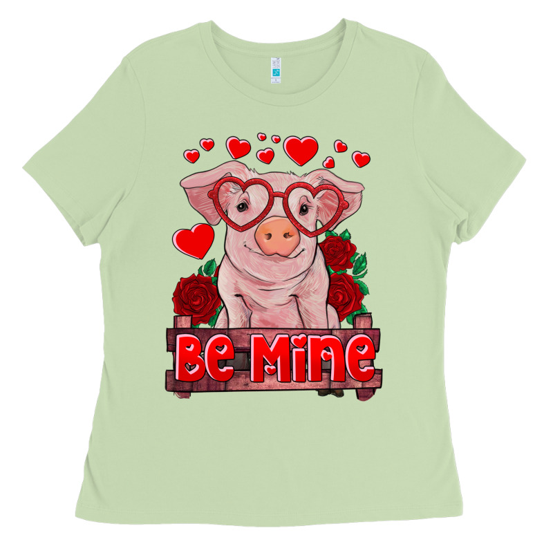 Be Mine Valentine's Day Baby Pig Ladies Tee by RanaPortraitStore | Teevron