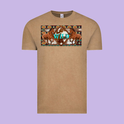 Aztec Horses And Wild With Cowhide License Plate Template Vintage Tee Designed By Artiststas
