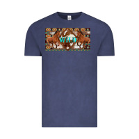 Vintage Denim aztec horses and wild with cowhide license plate template Vintage Tee - Artiststas