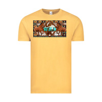 Vintage Mustard aztec horses and wild with cowhide license plate template Vintage Tee - Artiststas