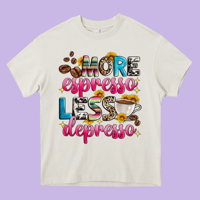 More Espresso Less Depresso Heavy Core Tee Designed By Zillion Design Studio