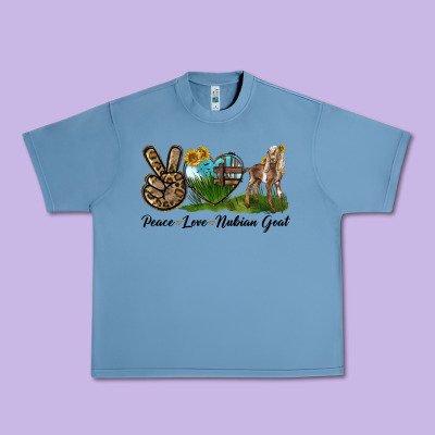 Peace Love Nubian Goat Urban Heavy Tee Designed By Lillyallendesigns