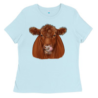 Baby Blue red angus Ladies Tee - JahusDesignShop