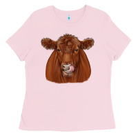 Bubblegum Pink red angus Ladies Tee - JahusDesignShop