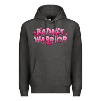 Charcoal Heather Badass warrior Breast Cancer Premium Hoodie - NancyCooperArtShop