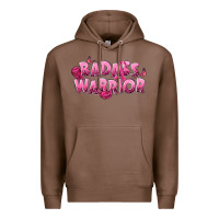Chestnut Badass warrior Breast Cancer Premium Hoodie - NancyCooperArtShop