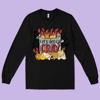 Let's Get Cray Crawfish Boil Long Sleeve Tee Designed By Maliassmallbusiness