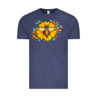 Vintage Denim bee sunflower leopard Vintage Tee - AdoDesignShop