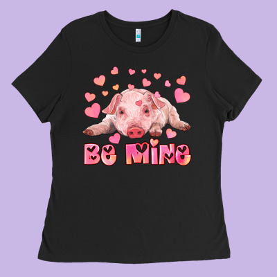 Be Mine Baby Pig Ladies Tee Designed By Ranaportraitstore