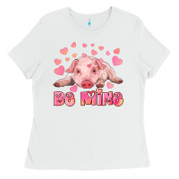 White be mine baby pig Ladies Tee - RanaPortraitStore