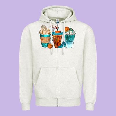 Basketball Coffee Cups Bbs Zipper Hoodie Designed By Bundleandbundleshop