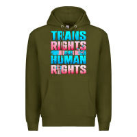 Army Green Trans rights are human rights Premium Hoodie - NancyCooperArtShop