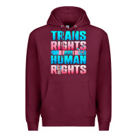 Burgundy Trans rights are human rights Premium Hoodie - NancyCooperArtShop