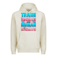 Oatmeal Heather Trans rights are human rights Premium Hoodie - NancyCooperArtShop