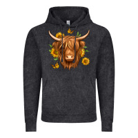 Vintage Black sunflowers long haired cow Vintage Hoodie - Jasminsmagicworld