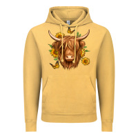 Vintage Mustard sunflowers long haired cow Vintage Hoodie - Jasminsmagicworld