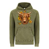 Vintage Olive sunflowers long haired cow Vintage Hoodie - Jasminsmagicworld