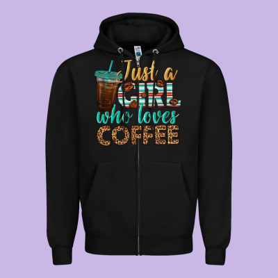 Just A Girl Who Loves Coffee Zipper Hoodie Designed By Bundleandbundleshop