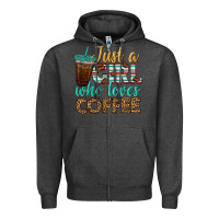 Charcoal Heather just a girl who loves coffee Zipper Hoodie - BundleAndBundleShop