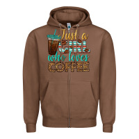 Chestnut just a girl who loves coffee Zipper Hoodie - BundleAndBundleShop