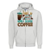 Dove Grey just a girl who loves coffee Zipper Hoodie - BundleAndBundleShop