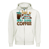 Oatmeal Heather just a girl who loves coffee Zipper Hoodie - BundleAndBundleShop