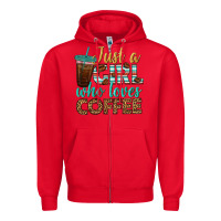 Red just a girl who loves coffee Zipper Hoodie - BundleAndBundleShop