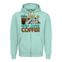 Seafoam just a girl who loves coffee Zipper Hoodie - BundleAndBundleShop
