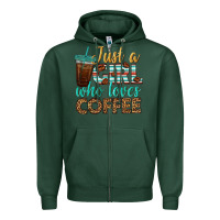 Sports Green just a girl who loves coffee Zipper Hoodie - BundleAndBundleShop