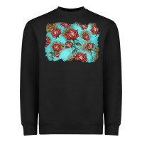Black red roses with leopard background Heavyweight Sweatshirt - LillyAllenDesigns