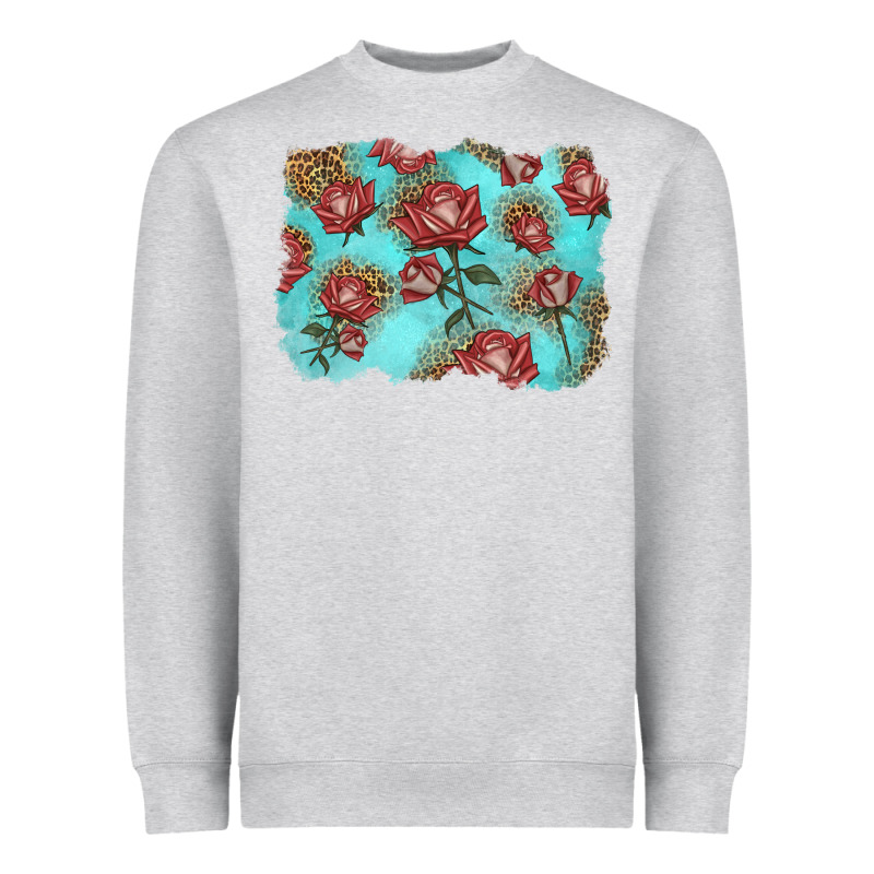 Red Roses With Leopard Background Heavyweight Sweatshirt by LillyAllenDesigns | Teevron