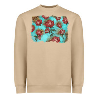 Mushroom red roses with leopard background Heavyweight Sweatshirt - LillyAllenDesigns