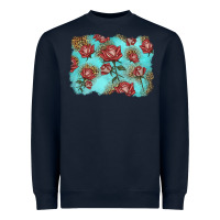Navy red roses with leopard background Heavyweight Sweatshirt - LillyAllenDesigns