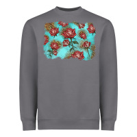 Storm red roses with leopard background Heavyweight Sweatshirt - LillyAllenDesigns