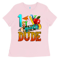 Bubblegum Pink 1st grade dude Ladies Tee - texasbilliewilder