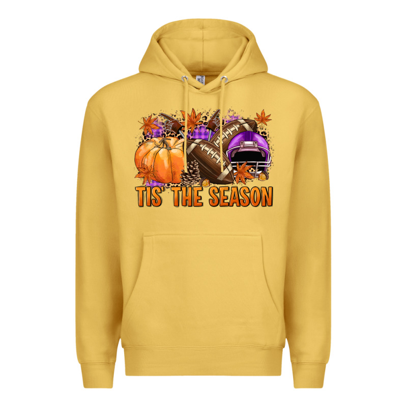 Tis' The Season Football Purple Helmet Premium Hoodie by NancyCooperArtShop | Teevron