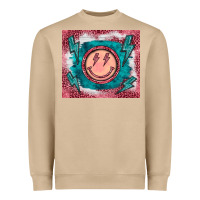 Western Lightning Bolt Smiling Face Turquoise Heavyweight Sweatshirt | Teevron