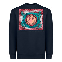 Navy western lightning bolt smiling face turquoise Heavyweight Sweatshirt - BarkalooDesign