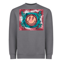 Storm western lightning bolt smiling face turquoise Heavyweight Sweatshirt - BarkalooDesign