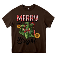 Chocolate Brown merry and bright with cactus Heavy Core Tee - RanaPortraitStore