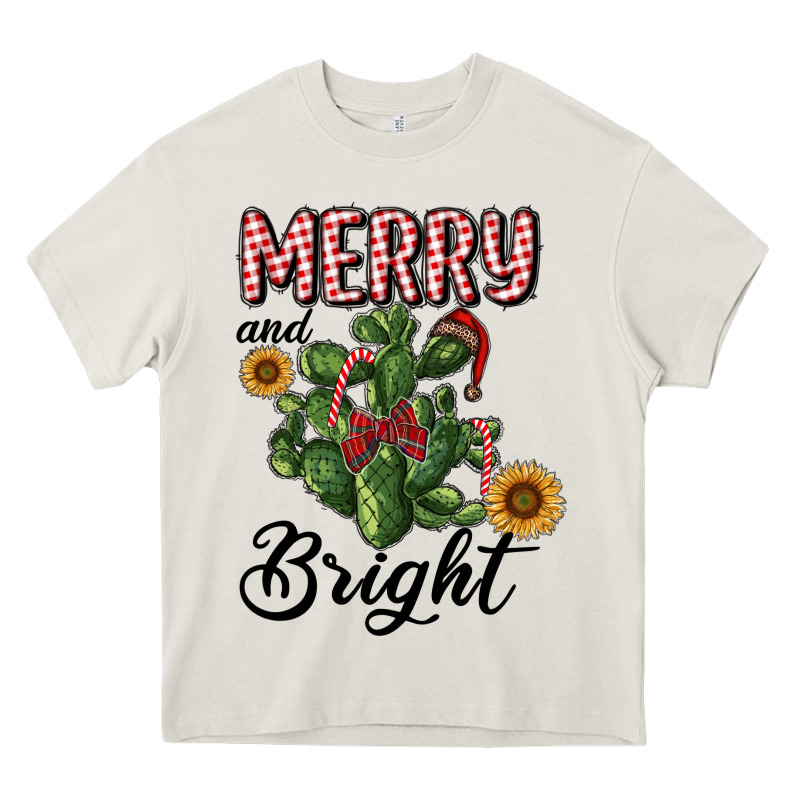 Merry And Bright With Cactus Heavy Core Tee by RanaPortraitStore | Teevron