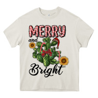 Cream merry and bright with cactus Heavy Core Tee - RanaPortraitStore