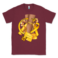 Burgundy Childhood Cancer diva yellow ribbon Classic Tee - NancyCooperArtShop