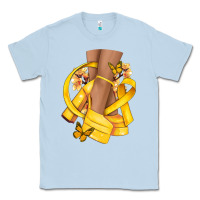 Dusty Blue Childhood Cancer diva yellow ribbon Classic Tee - NancyCooperArtShop