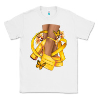 White Childhood Cancer diva yellow ribbon Classic Tee - NancyCooperArtShop
