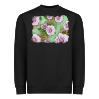 Black pink roses with leopard background Heavyweight Sweatshirt - LillyAllenDesigns