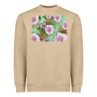 Mushroom pink roses with leopard background Heavyweight Sweatshirt - LillyAllenDesigns