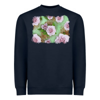 Navy pink roses with leopard background Heavyweight Sweatshirt - LillyAllenDesigns